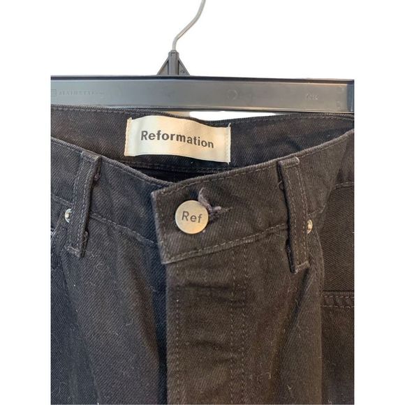 Reformation Women's Jordi Kick Flare Jeans Button Fly Pants Black Size 29 - Picture 3 of 6